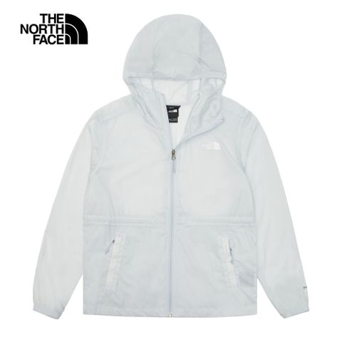 The North Face 北面 女款白色UPF防曬可打包連帽防風外套｜7WCAI0E 抗UV