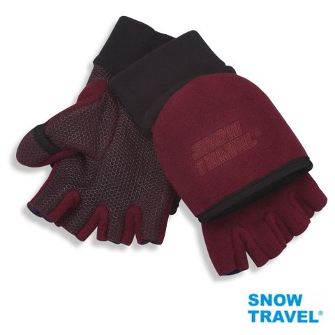 [SNOW TRAVEL]WINDBLOC防風保暖半指兩用手套 AR-47 /酒紅/M號