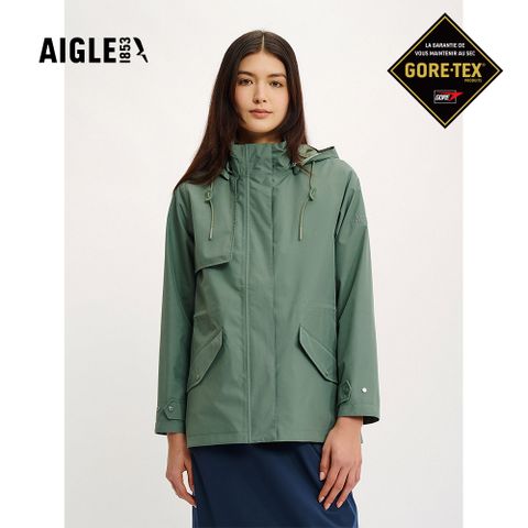 AIGLE 女 GORE-TEX 防水透氣外套AG-4P233A243 深灰綠(女外套 防水透氣外套 Goretex)