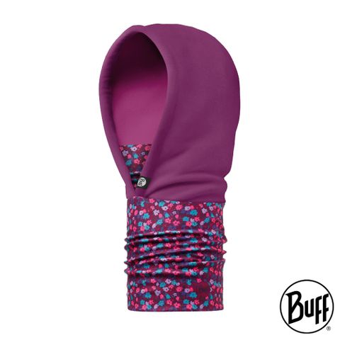 【西班牙 BUFF】 紫色碎花 兒童POLAR保暖連帽頭巾