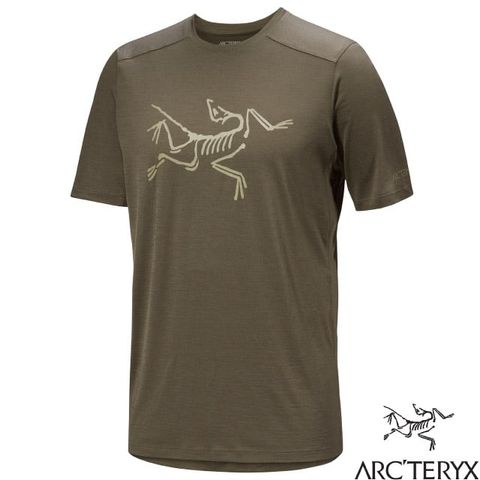 Arcteryx 始祖鳥 男 Ionia LOGO 頂級美麗諾羊毛短袖圓領排汗衣.美利奴T恤.運動休閒上衣_X000006796-30571 龍紋綠/帆布棕