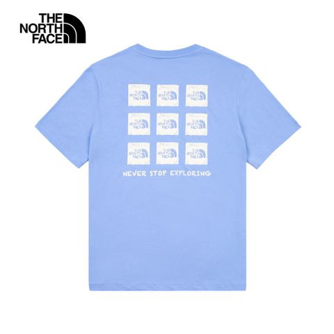 The North Face北面男女款藍色純棉大尺寸印花短袖T恤｜8EY80YI