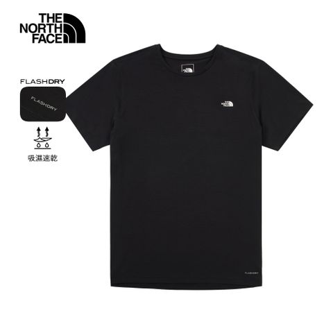 The North Face北面男款黑色吸濕排汗短袖T恤｜8EXVJK3 排汗衫