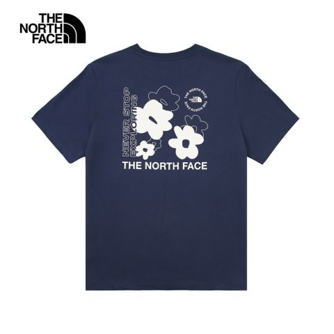 The North Face北面男女款藍色趣味印花設計短袖T恤｜8EYB8K2