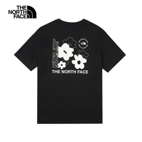 The North Face北面男女款黑色趣味印花設計短袖T恤｜8EYBJK3