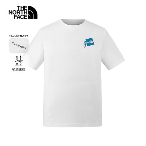 The North Face北面男款白色吸濕排汗短袖T恤｜8D7CFN4 排汗衫