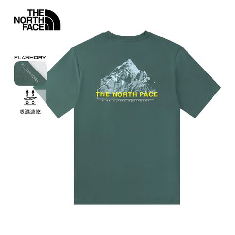 The North Face北面男款綠色吸濕排汗短袖T恤｜8D7EHCH 排汗衫