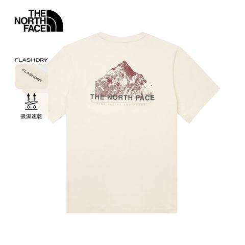 The North Face北面男款米白色吸濕排汗短袖T恤｜8D7EQLI 排汗衫