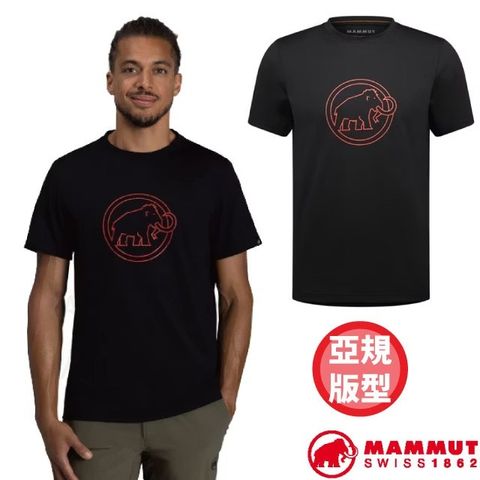 【MAMMUT 長毛象】男 QD Logo Print T-Shirt AF 透氣快乾LOGO短袖T恤/1017-02012-00413 黑 PRT4