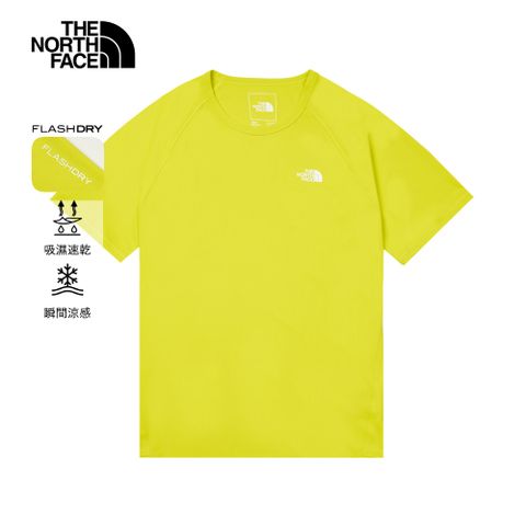 The North Face北面男款綠色UPF防曬短袖T恤｜87W7JE3 抗UV