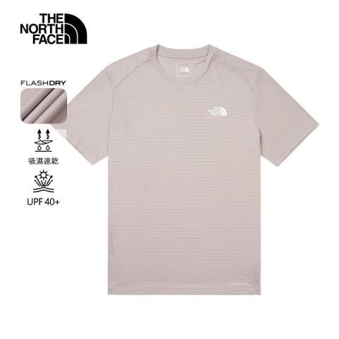 The North Face北面男款灰色UPF防曬短袖T恤｜83TO1OA 抗UV