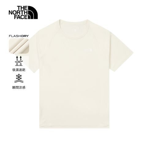The North Face北面男款米白色UPF防曬短袖T恤｜87W7QLI 抗UV