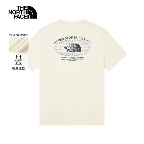 The North Face北面男款米白色吸濕排汗短袖T恤｜8DE7QLI 排汗衫