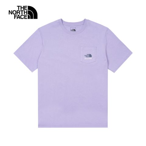 The North Face北面男女款紫色胸前LOGO口袋短袖T恤｜88G4PJO