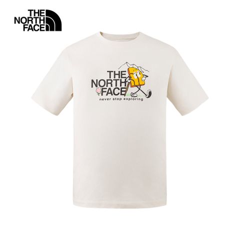 The North Face北面男女款米白色純棉舒適短袖T恤｜8GZ8QLI