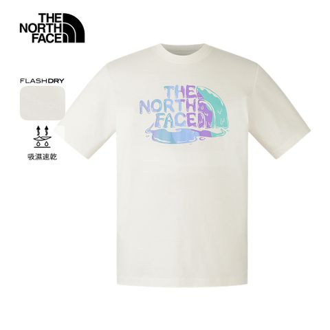 The North Face北面男女款米白色吸濕排汗品牌印花短袖T恤｜8GZ4QLI 排汗衫