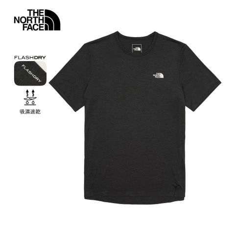 The North Face北面男款黑色吸濕排汗短袖T恤｜8BYJJK3 排汗衫
