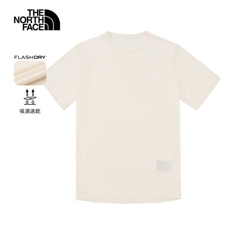 The North Face北面男款米白色吸濕排汗短袖T恤｜8BYJQLI 排汗衫