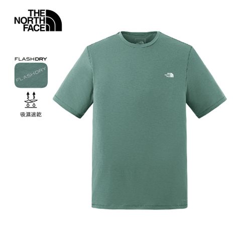 The North Face北面男款綠色吸濕排汗短袖T恤｜8EXVHCH 排汗衫