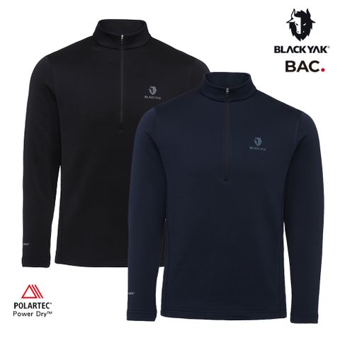 【BLACKYAK】男 POLARTEC POWERDRY刷毛長袖半開襟(海軍藍/黑色)-保暖刷毛 吸濕速乾|BYEB2MC905