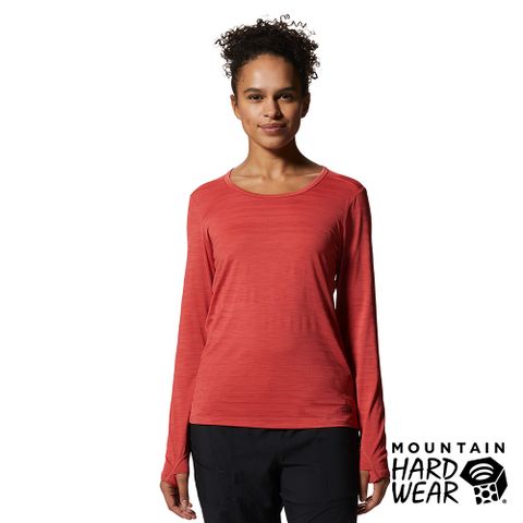 Mountain Hardwear 【美國 】Mighty Stripe Long Sleeve W 防曬條紋長袖排汗衣 女款 馬蹄蓮紅 #2027941