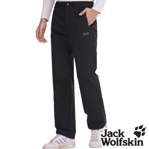 【Jack Wolfskin 飛狼 】男 防潑水防風保暖休閒長褲 (內天鵝絨薄刷毛)『午夜黑』
