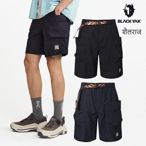 【BLACKYAK】男 HIMALAYAS CARGO短褲(藍碳灰/黑色)-附腰帶 工裝短褲|BYEB1MP001