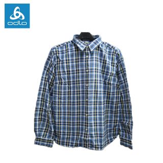 【瑞士ODLO】女格子長袖襯衫501201 (藍格92110)