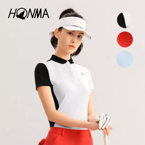 HONMA 本間高爾夫 女款涼感速乾短袖POLO衫 日本高爾夫專業品牌(XS-L 白黑 紅色 淺藍任選HWKX707R625)