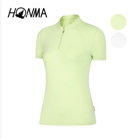 HONMA 本間高爾夫 女款立領半拉鍊短袖POLO衫 日本高爾夫專業品牌(XS-L 薄荷綠 白色任選HWKX707R634)