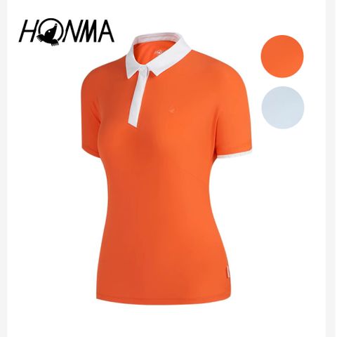 HONMA 本間高爾夫 女款涼感防曬短袖POLO衫(XS-L 橘色 淺藍任選HWKX707R645)