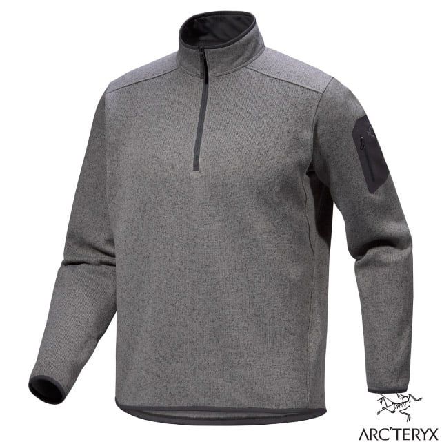 Arcteryx 始祖鳥 男 COVERT 1/2 半開襟刷毛長袖套頭衫.立領衫.中層衣.運動/抓絨面料.高領保溫/X000008906 太空雜灰/墨灰