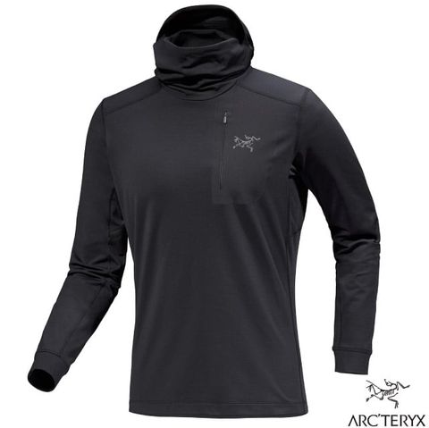 Arcteryx 始祖鳥 男 Rho LT Hoody 輕薄保暖連帽長袖套頭衫.休閒運動上衣.內搭衣.衛生衣/面罩式兜帽/X000009423 黑