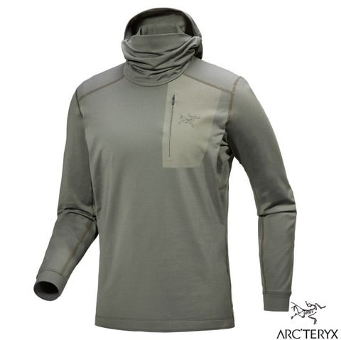 Arcteryx 始祖鳥 男 Rho LT Hoody 輕薄保暖連帽長袖套頭衫.休閒運動.內搭衣.衛生衣/面罩式兜帽/X000009423 糧草綠