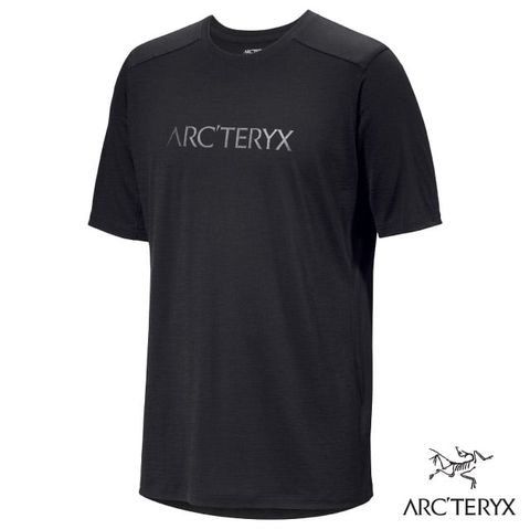 Arcteryx 始祖鳥 男 Ionia Merino Wool Arc'Word Logo 輕量透氣美麗諾羊毛短袖圓領排汗衣.T恤.運動休閒衫_X000007733 黑