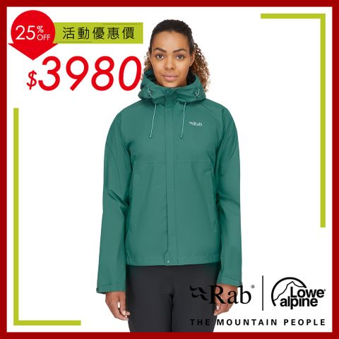【RAB】Downpour Eco Jacket 透氣防風防水連帽外套 女款 尤加利綠 #QWG83