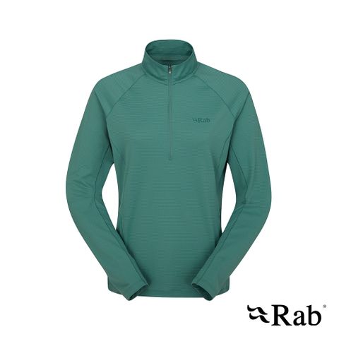 【RAB】Sonic LS Zip Wmns 長袖透氣拉鍊排汗衣 女款 尤加利綠 #QBL04