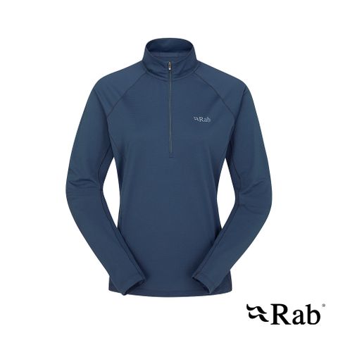 【RAB】Sonic LS Zip Wmns 長袖透氣拉鍊排汗衣 女款 暴風藍 #QBL04