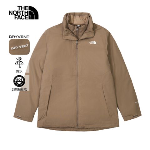 The North Face北面男款棕色DRYVENT防水羽絨內裡三合一外套｜88RKBOW 550蓬鬆度