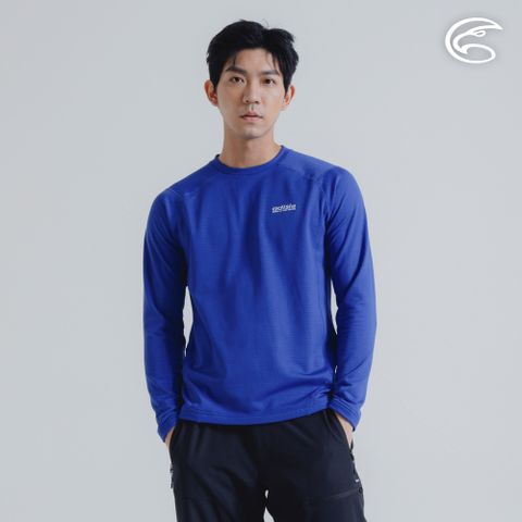 ADISI 男圓領襟動態保暖快乾上衣 AL2421087-龍膽藍