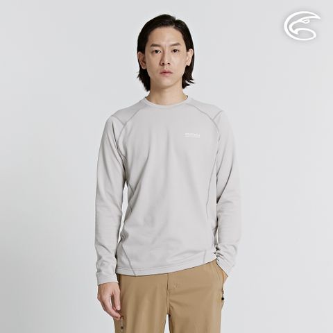 ADISI 男圓領襟動態保暖快乾上衣 AL2421087-栗灰