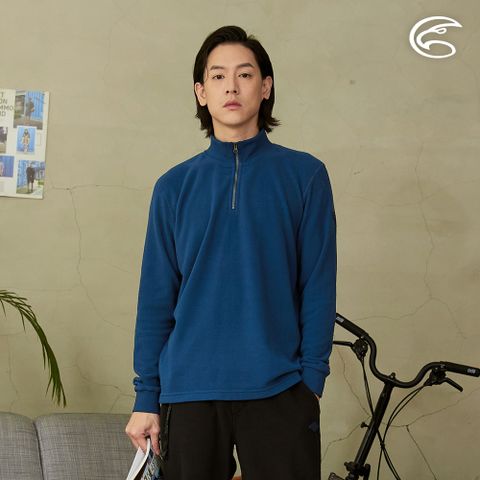 ADISI 男半門襟OceanPure溫控消臭抗靜電保暖衣 AL2421040-板岩藍