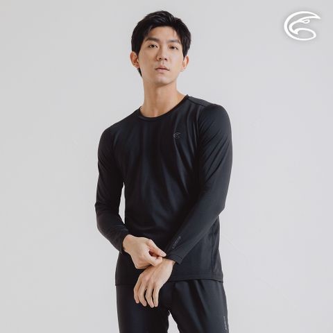 ADISI 男圓領遠紅外線彈性速乾保暖衣 AU2421011-岩黑