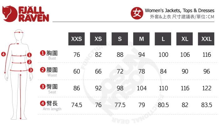 RAVEN(Womens Jackets, Tops & Dresses外套&上衣尺寸建議表/單位:CMXXSS 胸圍Bust762② 腰圍6066Waist 臀圍Seat8692 臂長74.57677.579Arm lengthMLXLXXL8894100106116727884909698104110116122 8283.5