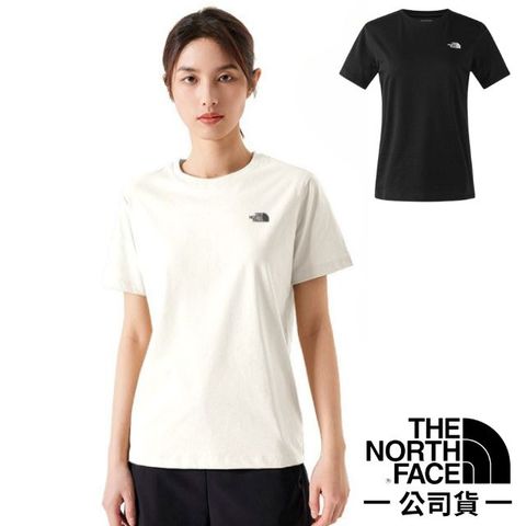 The North Face 北面 女 FOUNDATION S/S 棉質混紡短袖圓領T恤.FLASHDRY吸濕透氣排汗休閒套頭衫運動上衣/標誌性品牌LOGO/8CK8