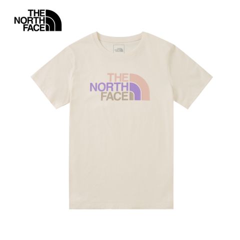 The North Face北面女款米白色純棉大尺寸印花短袖T恤｜8DC9QLI