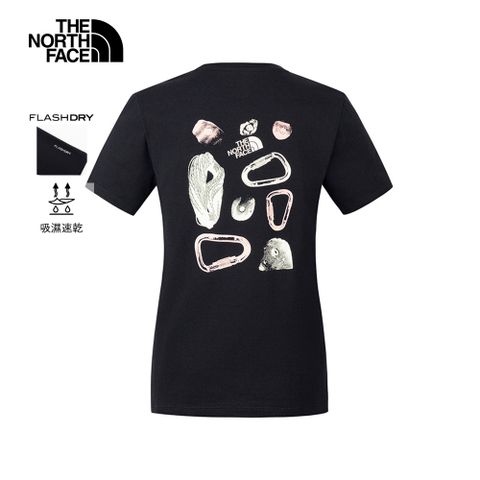 The North Face北面女款黑色吸濕排汗短袖T恤｜8D7HJK3 排汗衫