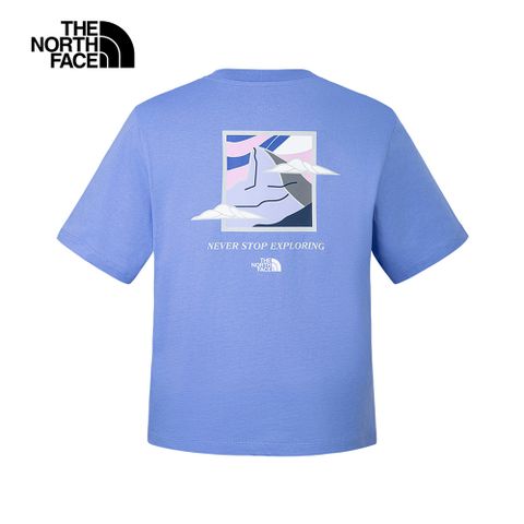 The North Face北面女款藍色純棉舒適透氣短袖T恤｜8DCA0YI