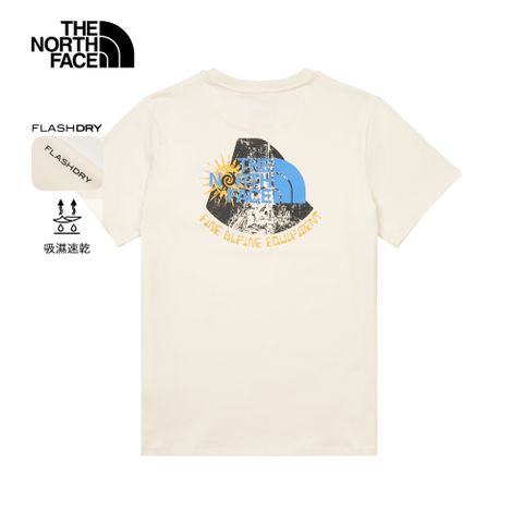 The North Face北面女款米白色吸濕排汗短袖T恤｜8D7NQLI 排汗衫