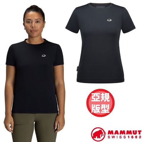 【MAMMUT 長毛象】女 Mammut Essential T-Shirt AF 防曬LOGO布章短袖T恤/1017-05090-00253 黑 PRT1